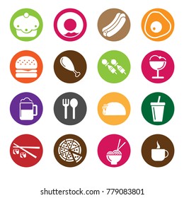 Food & Drink Icon Set Circle