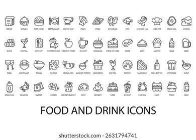 food and drink icon set collection .design style with background