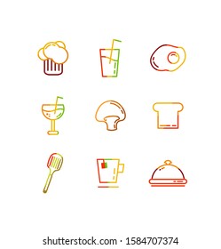 food and drink icon set with color