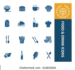 Food and drink icon set design,clean vector