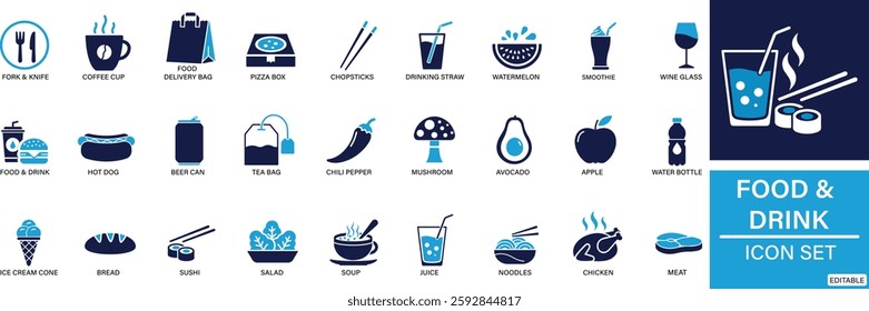Food  Drink icon set Fork  Knife You can easily change the color