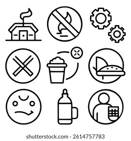 Food and drink icon set with various symbols and illustrations including cake, coffee, fish and more, designed in black silhouette style