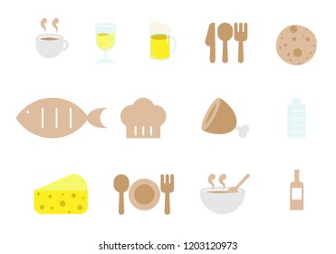 Food and drink icon set, vector