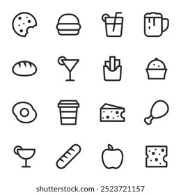 Food and drink icon set vector illustration