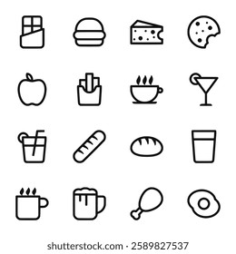 Food and drink icon set vector illustration