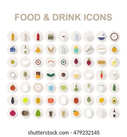 food & drink icon set. vector illustration