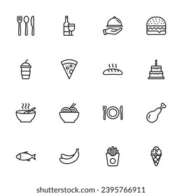 Food and drink icon set for web, computer and mobile app	