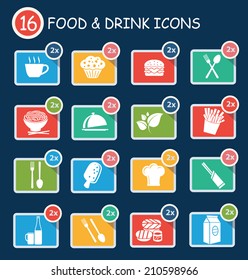 Food and drink icon set,clean vector