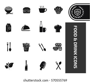 Food and drink icon set,clean vector