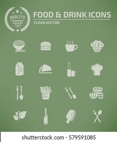 Food and drink icon set,clean vector