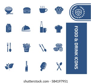 Food and drink icon set,clean vector