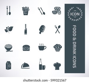 Food and drink icon set,clean vector