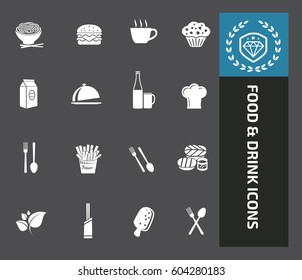 Food and drink icon set,clean vector