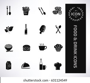 Food and drink icon set,clean vector