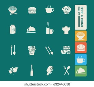 Food and drink icon set,clean vector