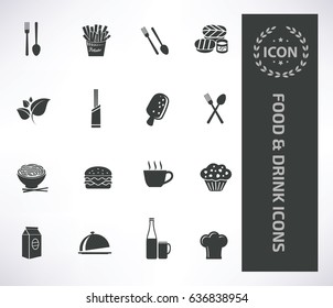 Food and drink icon set,clean vector