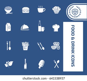 Food and drink icon set,clean vector