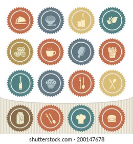 Food and drink icon set,Retro button