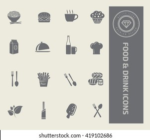 Food and drink icon set,vector