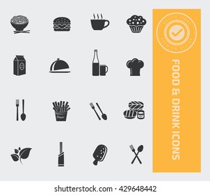 Food and drink icon set,vector