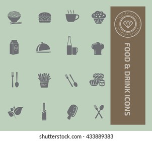 Food and drink icon set,vector