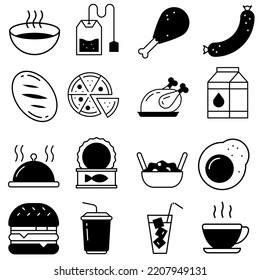 Food and drink icon vector set. funeral illustration sign collection. kitchen symbol. Cook logo.