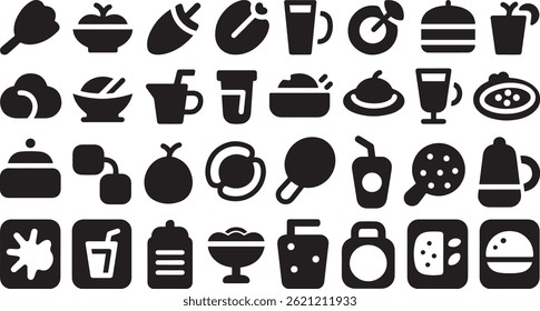 Food and Drink Icons design clean and uniform in style