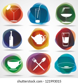 Food And Drink Icons. Eps10 .Image Contain Transparency And Various Blending Modes