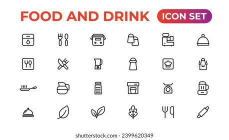 food and drink icons. filled icons such as drink water,apple leaf,pack,kitchen pack,barbecue grill,raspberry leaf,boiler,wine bottle and glass.
