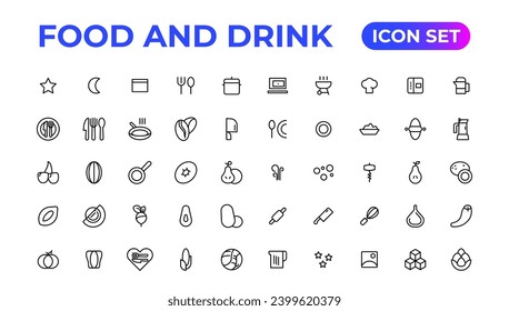 food and drink icons. filled icons such as drink water,apple leaf,pack,kitchen pack,barbecue grill,raspberry leaf,boiler,wine bottle and glass.
