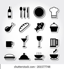 Food and Drink icons. Kitchen set.