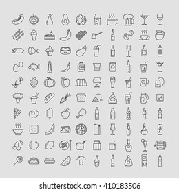 Food and Drink icons linear style