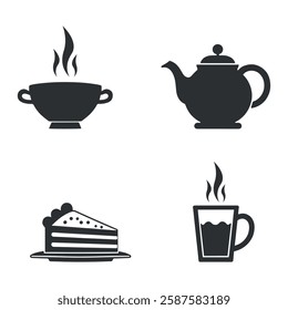 food and drink icons, restaurant menu symbols, mealtime vector set