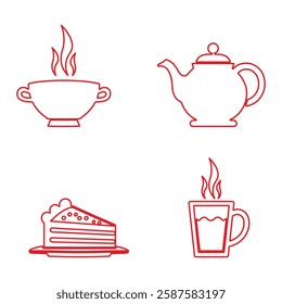 food and drink icons, restaurant menu symbols, mealtime vector set


