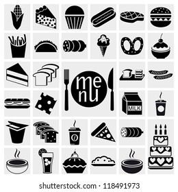 food and drink icons set