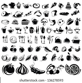 Food and drink icons set