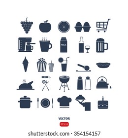 food and drink icons set