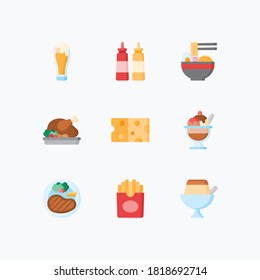 Food and Drink icons set color with white background - vector