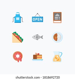 Food and Drink icons set color with white background - vector
