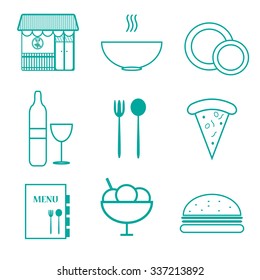 Food and Drink icons set Elegant series
