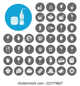 Food and drink icons set. Illustration EPS10