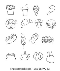 food and drink icons set illustration vector	