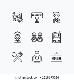 Food and Drink icons set line with white background - vector