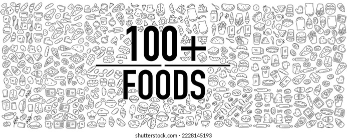 food and drink icons set with line style vector design 