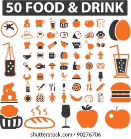 food & drink icons set, signs, vector illustration