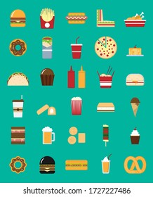 Food and drink icons set vector.