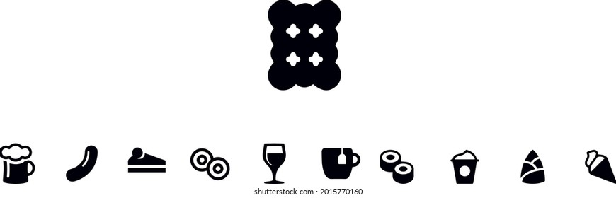 Diseño vectorial del conjunto de iconos de comida y bebida 