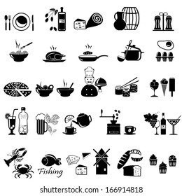  food and drink icons set for white background