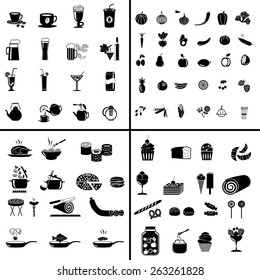  food and drink icons set for white background