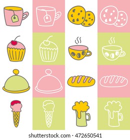 food and drink icons, vector set